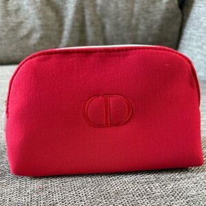 Dior Beauty Makeup Logo Small Luxury Pouch Gift Authentic Red